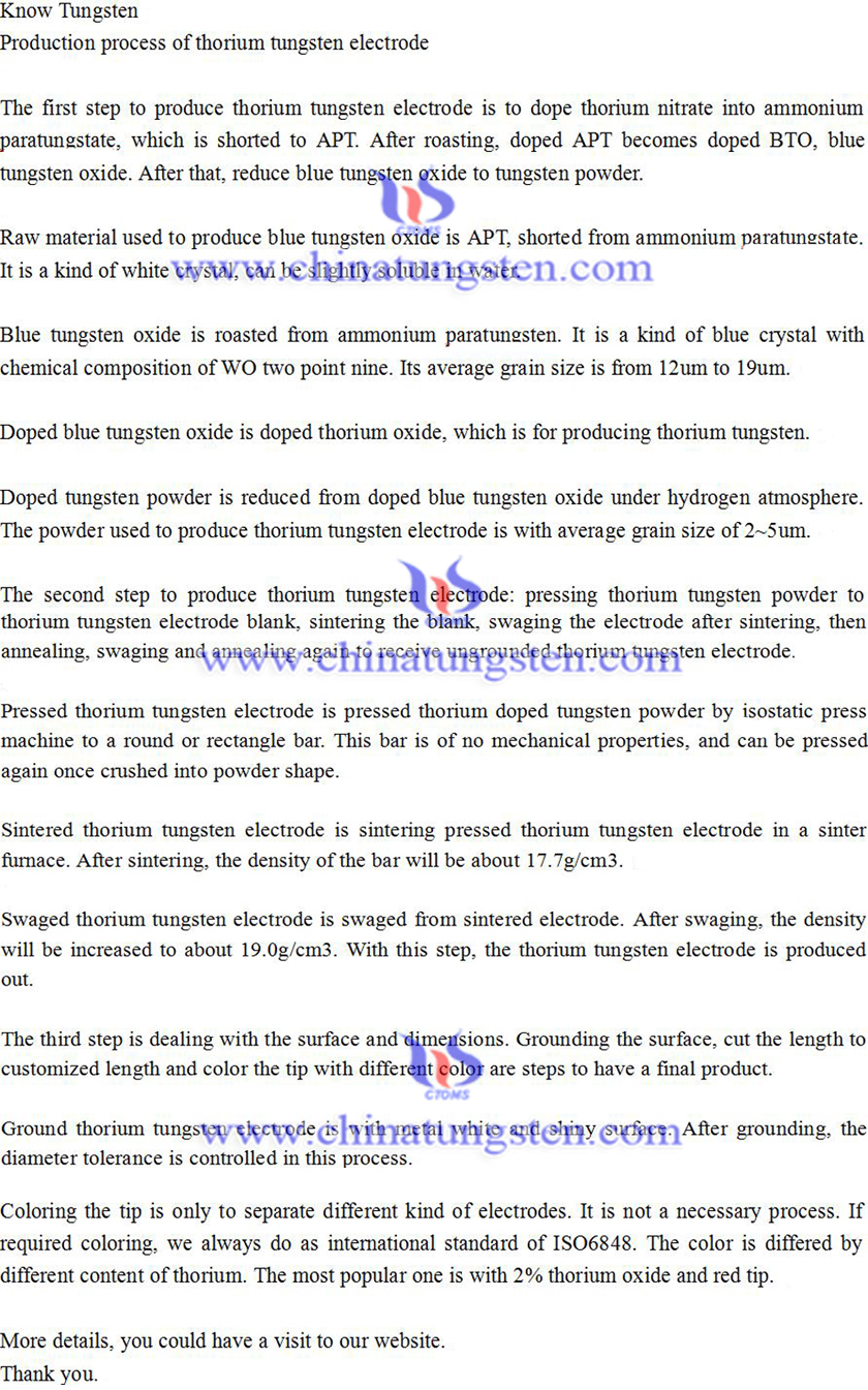 production process of thorium tungsten electrode image