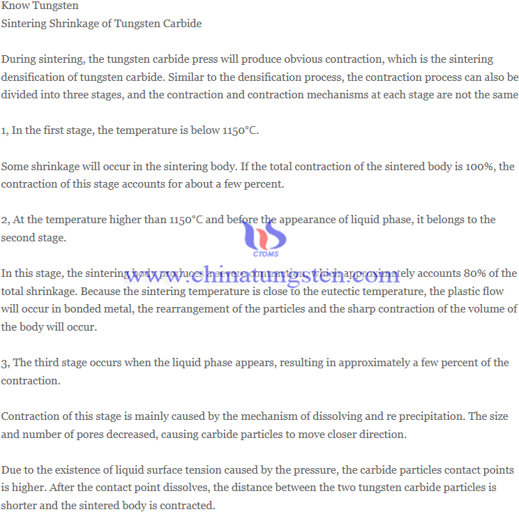 sintering shrinkage of tungsten carbide image