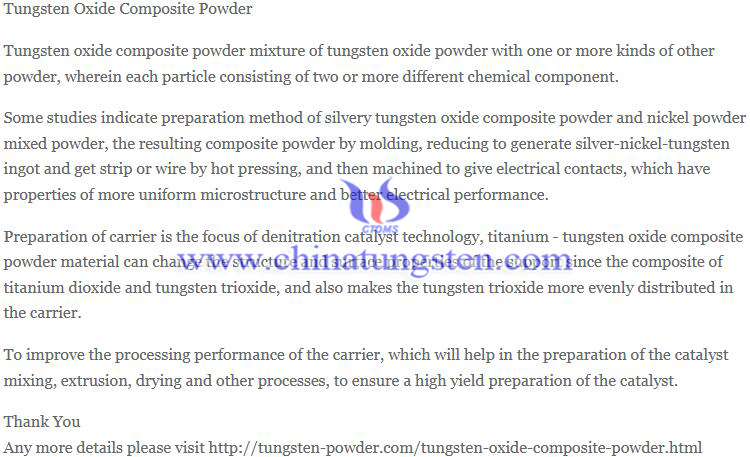 tungsten oxide composite powder image