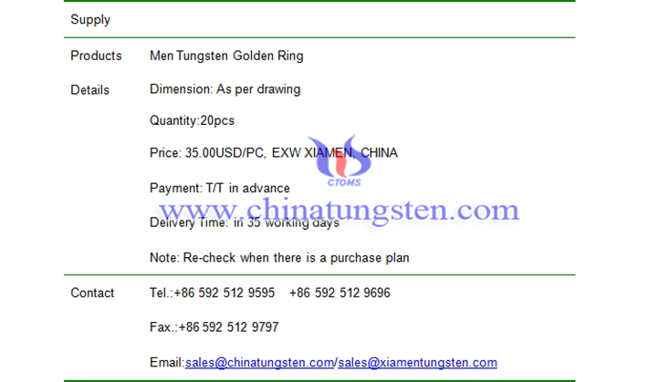 men tungsten golden ring price picture