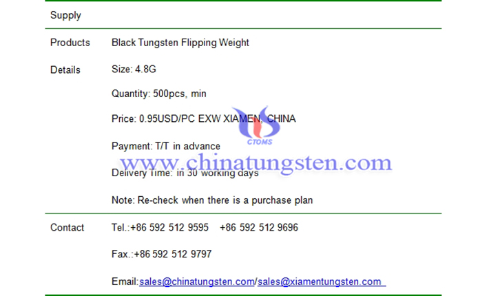 black tungsten flipping weight price picture