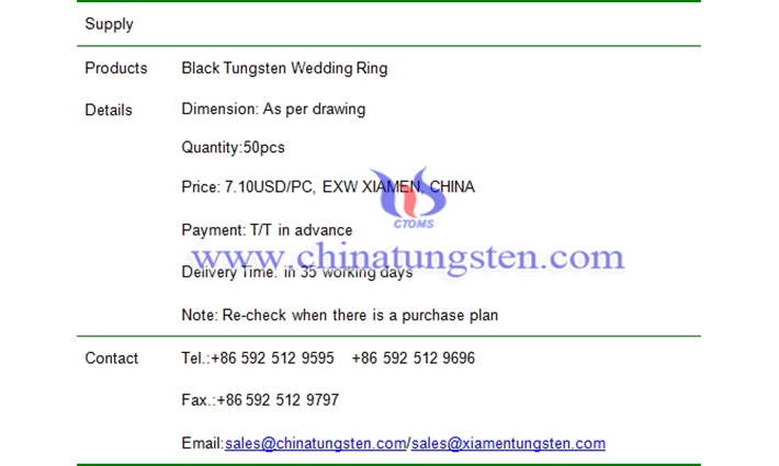 black tungsten wedding ring price picture