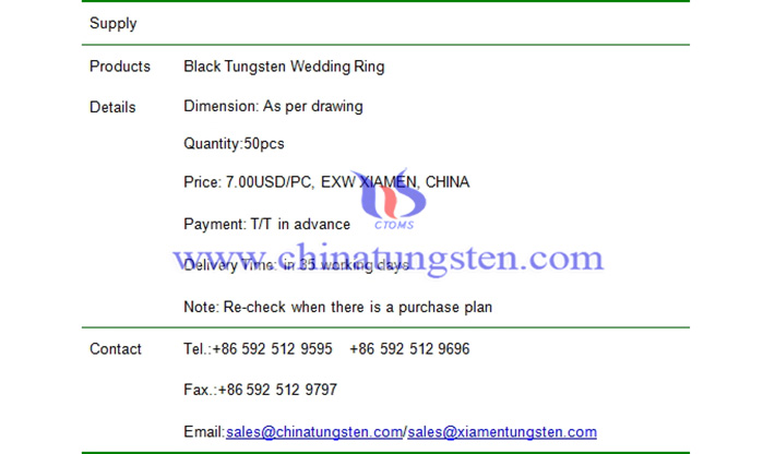 black tungsten wedding ring price picture