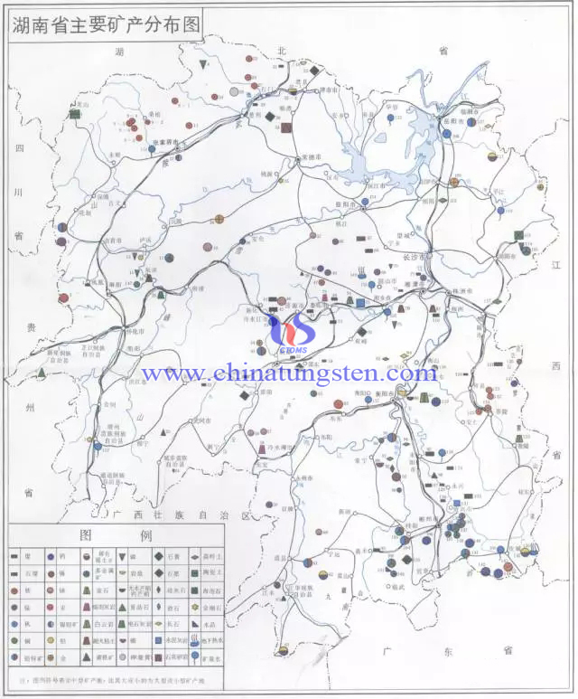 湖南省主要矿产分布图