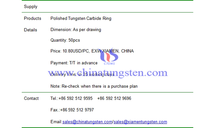 polished tungsten carbide ring price picture