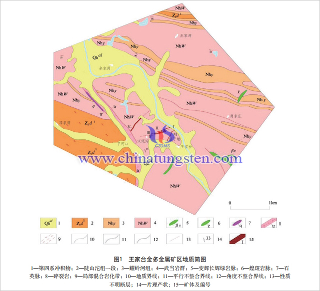 王家台金銀鎢多金屬礦區地質簡圖