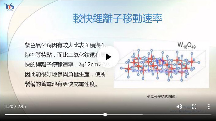 紫色氧化鎢作鋰電池負極材料優勢圖片