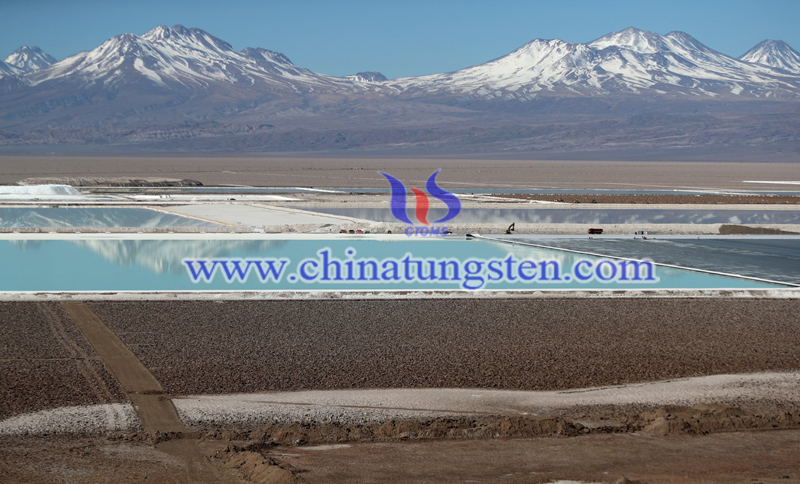 Brine pools from a lithium mine in the Atacama Desert in Chile image