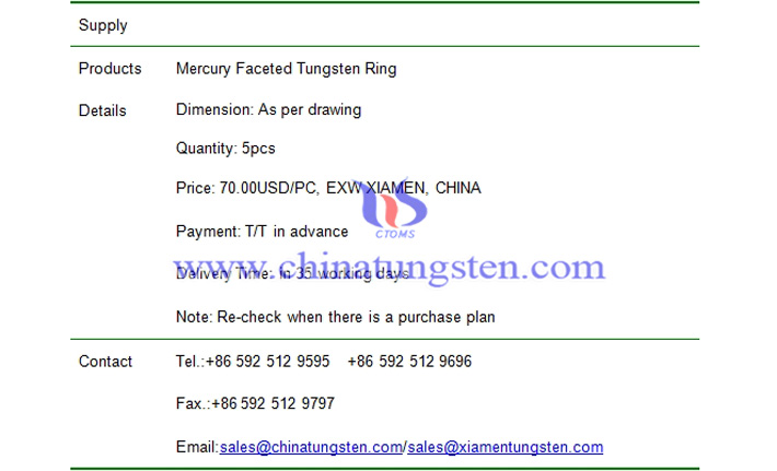 mercury faceted tungsten ring price picture