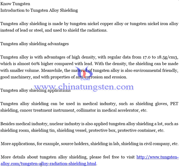 introduction to tungsten alloy shielding text image