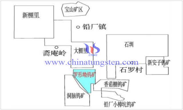 羅形坳鎢礦相鄰礦區位置示意圖