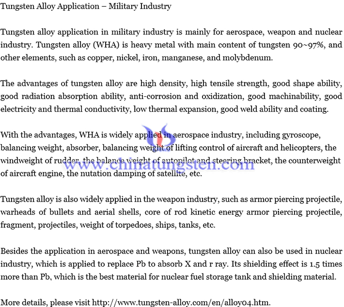 tungsten alloy application-military industry image