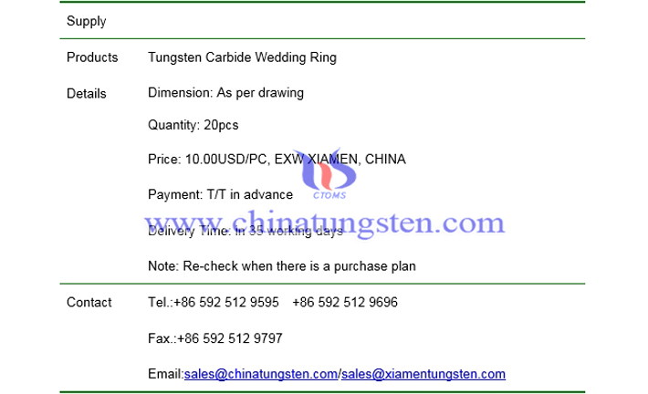 tungsten carbide wedding ring price picture