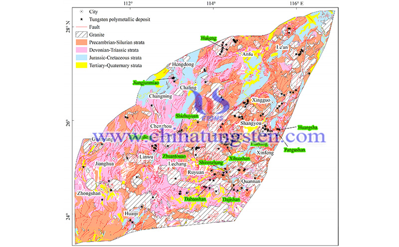 Mineral potential mapping for tungsten image