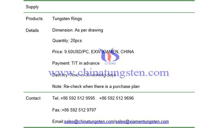 tungsten rings price picture