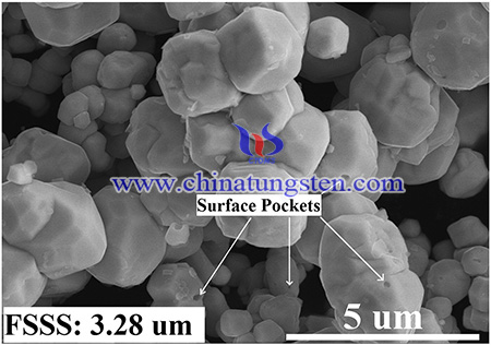 SEM image of potassium-doped tungsten powder