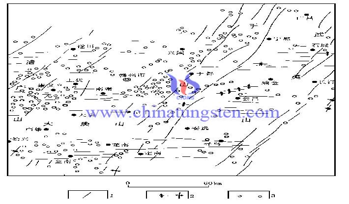 赣南钨矿分布图