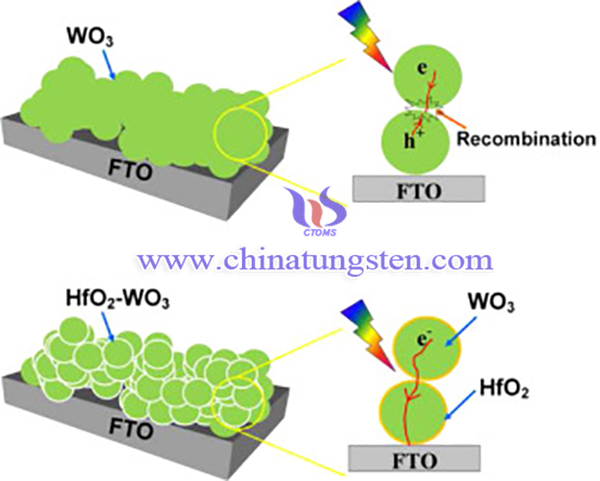 WO3 和 HfO2-WO3 电极结构图