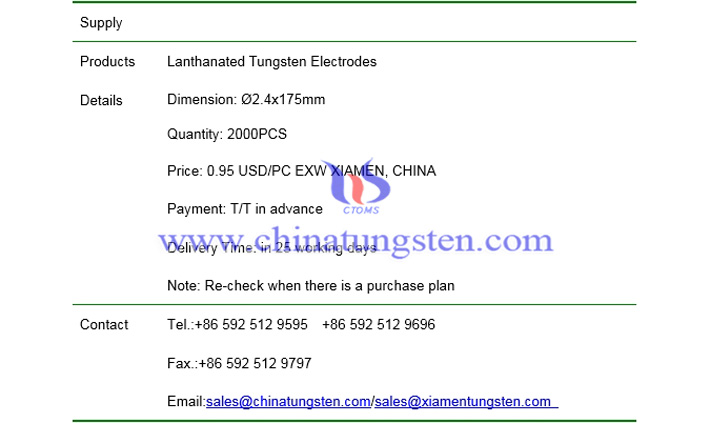 lanthanated tungsten electrodes price picture