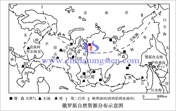 俄罗斯自然资源分布示意图