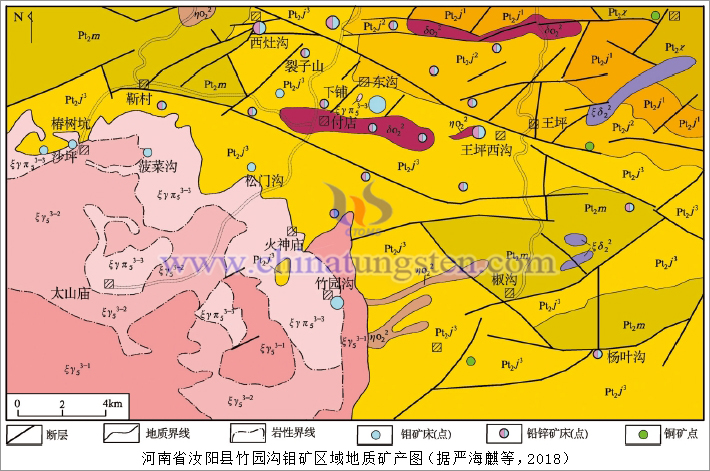 河南省汝阳县竹园沟钼矿区域地质矿产图