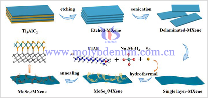 MoSe2-Ti3C2Tx催化劑製備工藝示意圖