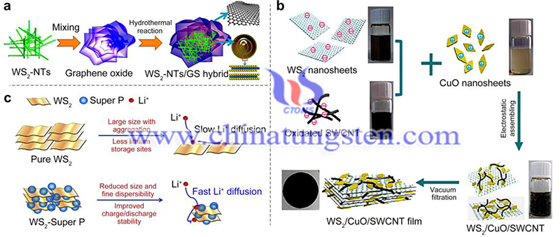 Schematic illustration of the fabrication of 3D hierarchically structured WS2-NTs-GS hybrid image