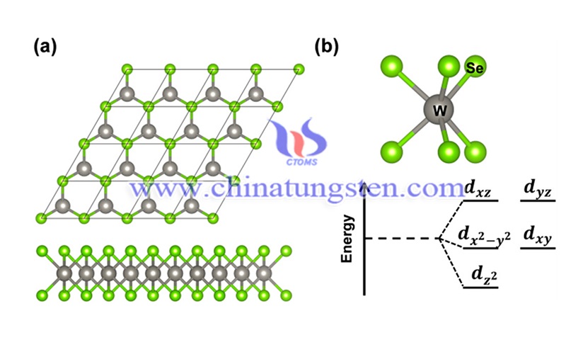 Top and side views of a repeated unit cell of 2D tungsten diselenide image