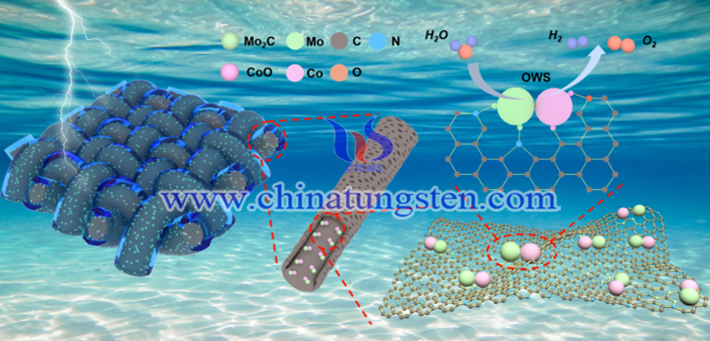 Mo2C-CoO@N-CNFs在電催化分解水中的應用（圖源：Changzhou Yuan/Chemical Engineering Journal）