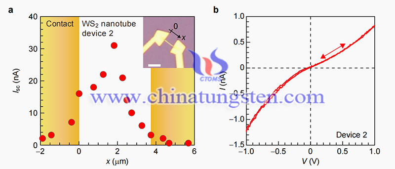 Photovoltaic response of WS2 nanotube device image