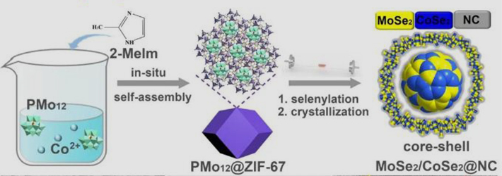 MoSe2-CoSe2-NC的製備示意圖（圖源：揚州大學）