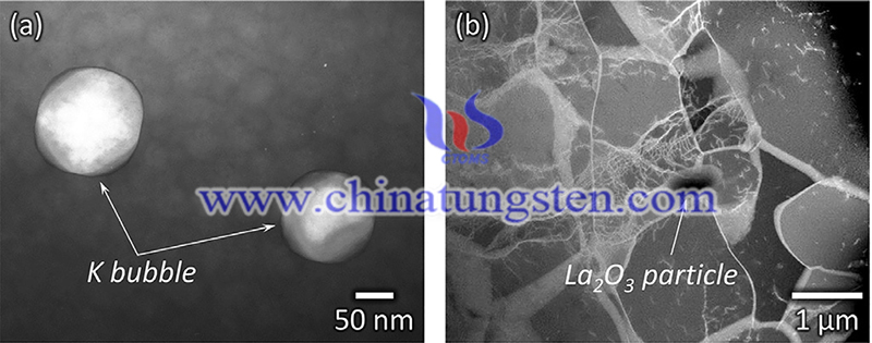 W的K型气泡和La2O3颗粒图片