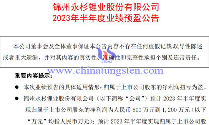 吉翔股份2023年上半年业绩预增公告