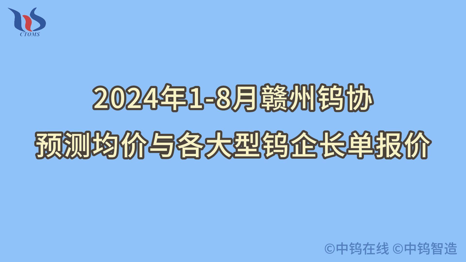 2024年1-8月赣州钨协预测均价