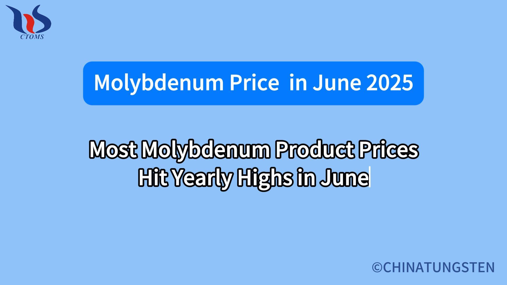 Most Molybdenum Product Prices Hit Yearly Highs in June