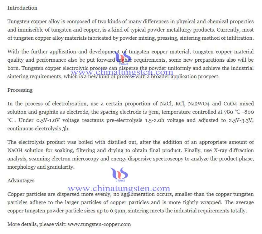  tungsten copper electrolytic process picture